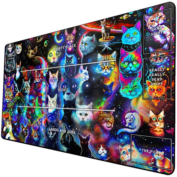 AI Painting TCG Playmat - MTG Trading Card Game Mat with Zones, 24x14 Inches Collectible Card Games Playmats, Smooth Surface for Rubber Collection - Fantasy Black Lotus Cool Design 12