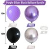 Purple and Black Balloons, 60 Pcs Purple Balloons Set with Metallic Purple Metallic Silver Balloons, 12 Inch Deep Purple Dark Purple Black Balloons Globos Morados for Kids Birthday Party Decorations