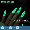 Tori + Mika Glow In The Dark Top Coat Gel Polish Soak Off No Wipe 0.5oz Nail Polish LED/UV Lamp Cure Work on Natural and Fake Acrylic Nails Fun Home Salon Professional Nail Art DIY Haloween