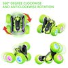 KKONES Remote Control Car, 2.4GHz Electric Race Stunt Car, Double Sided 360° Rolling Rotating Rotation, LED Headlights RC 4WD High Speed Off Road Gift for 3 4 5 6 7 8-12 Year Old Boy Toys (Green)