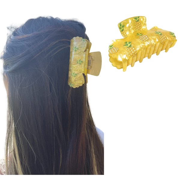 Super Chic Durable Claw Clips for Thin Medium Hair Hold - Styling Non Slip Updo - Accessories for Girls Women - Perfect for Curly or Straight (Pineapple)