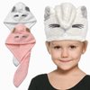 sisiten Microfiber Hair Towel for Kids Girls and Women - Quick Drying Hair for Children - Super Absorbent Head Turban with Button - 2 Pack