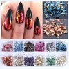 AUOCATTAIL 24 Grids Foil Nail Art Holographic Aluminum Nail Foil Flakes Stickers Nail Sequins 3D Glitter Decoration DIY Design Accessories Rainbow Nail Art Supplies Gold Nail Decals