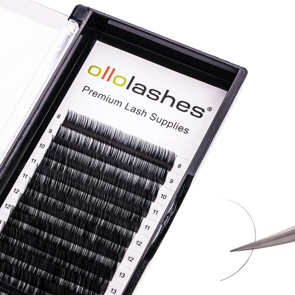 OLLOLASHES Lash Trays for Lash Extensions B/C/CC/D/J Curl Mix4-20mm 0.03-0.15 thickness Super Matte Eyelash Extensions, Professional Supplies for Lash Techs (C-0.05, 8-15mm)