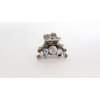 Small mini silver metal antique style crystal hair claw clip bridal clip