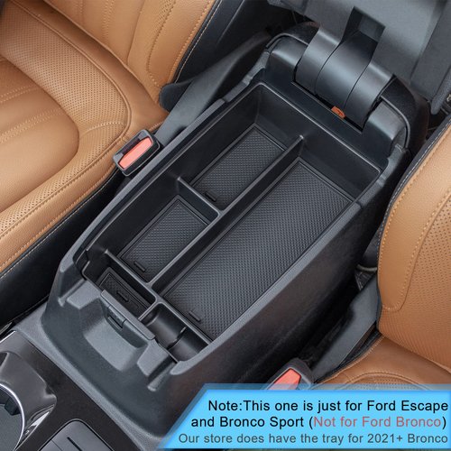 TOPINSTALL Center Console Organizer Compatible with Ford Escape 2020-2024/Bronco Sport 2021-2024 Accessories, Armrest Box Long Compartment Storage Tray Coin Container-Black