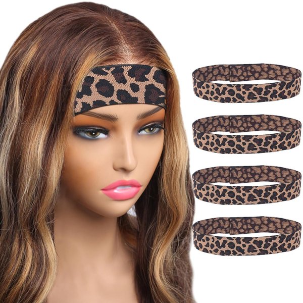 SUPERLOOK 4PCS Lace Melting Band, Elastic Bands for Wig Edges Wig Band, Wig Holding Band for Wigs Edge Wrap, Leopard Print Wig (4pcs/pack-jd) (JD325, band)…