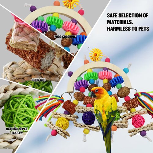 Kewkont Bird Toys Parrot Toys Natural Corncob Wood Mango Chew Toys for African Grey Parrots, Sun Parrots, Lovebirds, Small Parrots, Parakeets