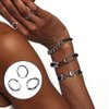 Hair Ties Bracelet With Metal Chain Link Beige Black Elastic, Wrist Bands Bracelets Looks Cute On Your Wrist And Great In Your Hair (Silver-3 metal accents)