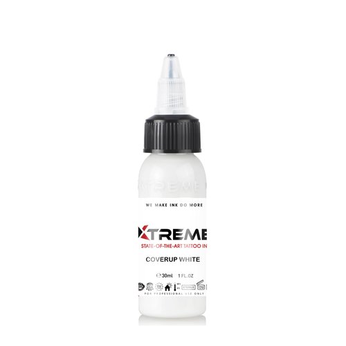 Xtreme Tattoo Ink, Versatile Medium Viscosity for Precision Tattooing, Rich Hue, Quick Healing. Water Based and, Highest Safety Standards - Ready-to-Use Tattoo Ink (Coverup White, 1 oz)