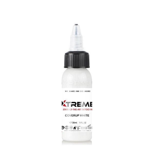 Xtreme Tattoo Ink, Versatile Medium Viscosity for Precision Tattooing, Rich Hue, Quick Healing. Water Based and, Highest Safety Standards - Ready-to-Use Tattoo Ink (Coverup White, 1 oz)