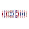 24 Pcs French Tip Press on Nails Medium Almond Fake Nails 4th of July False Nails with Star Cherry Pattern Design Gel Nails Press ons Patriotic Nails Acrylic Glue on Nails Artificial Nails for Women