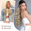 Hanne Fashion Human Hair Extensions Micro Ring PU Hair Extensions Glueless Remy Human Hair Extensions with Holes Highlight Blonde 9A/P60 Invisible Tape in Hair Extensions for Women (35g 4Pcs,18 Inch)
