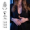 16 Sheets 3D Black Flower Temporary Tattoos for Women Body Arm Neck Waterproof Fake Tattoos Rose Sunflower Moon Tattoo Stickers for Adults Girl