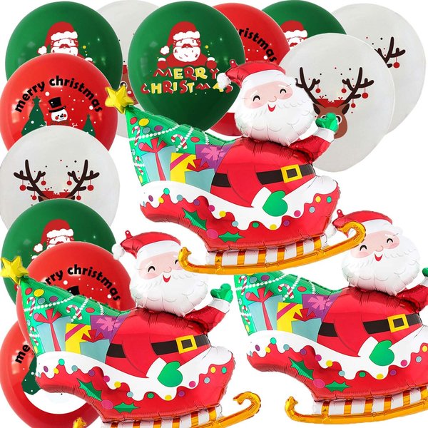 HADCKJA Sleigh Santa Claus Balloons Christmas Party Supplies Christmas Balloons Santa Claus Balloon Christmas Latex Balloon for Christmas Party Decorations Christmas Theme Birthday Decorations 15Pcs