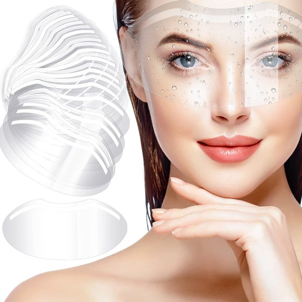 300 Pcs Makeup Shower Face Visors Permanent Microblading Supplies Disposable Plastic Shower Visor Clear Face Cover Water Visors for Hairspray Salon Eyelash Extensions Eyelid Aftercare