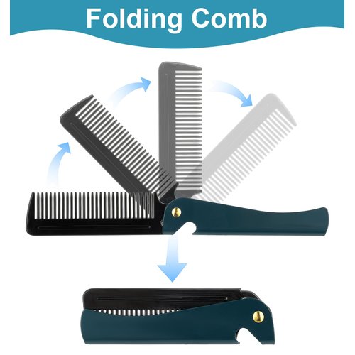 Folding Comb, 2PCS Folding Comb for Men, Travel Comb Pocket Comb for Men, Folding Beard Comb with Cover for Men, Ideal for Grooming, Detangling, and Styling