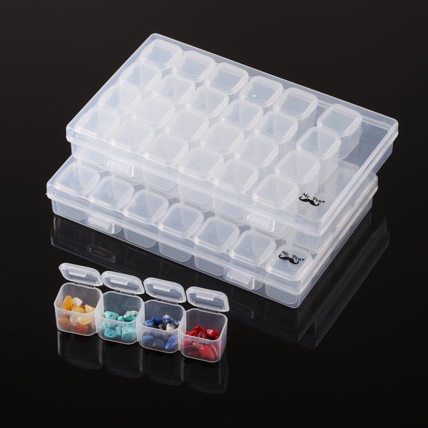Mr. Pen- Diamond Painting Bead Storage Containers, 28 Grids, 2 Pack, Includes 160pcs Label Stickers, Diamond Art Bead BoxOrganizer