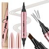 Q710 2in1pen,4-Tip Brow pen&Eyeliner,Dcuble-ended design,wild eyebrow makeup,microblading eyebrow pen,waterproof,Soft nib,With one smooth stroke (4#Black)