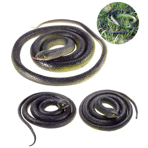 3 Pieces Large Realistic Rubber Snakes, Halloween Scary Toy Fake Black Mamba Snake for Garden Props to Scare Birds, Pranks, Halloween Party Decoration (2 Sizes, 47 Inch, 31.5 Inch)…