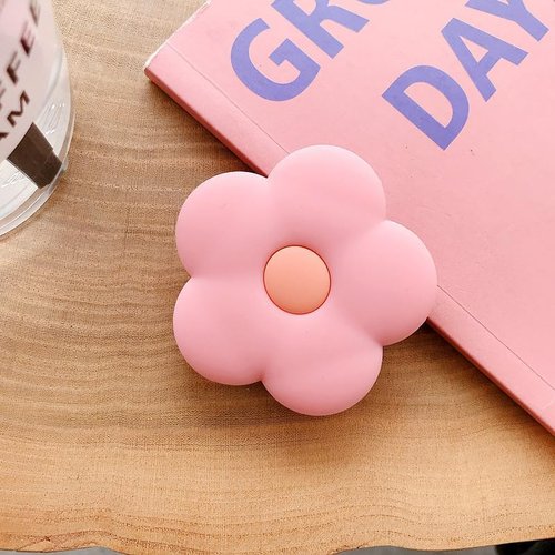 Pink Cute Solid Color Daisy Flower Design Collapsible Mobile Phone Grip Stand Holder for Smartphone Tablet Cell Phone Accessory, Cell Phone Grips, Grips