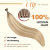 I Tip Hair Extensions - Human Hair, 16/22 Light Blonde Highlighted Bleach Blonde 20 Inch I Tip Hair Extensions For Women Soft & Natural Itip Hair Extensions Itip Human Hair Extensions 50G/60S