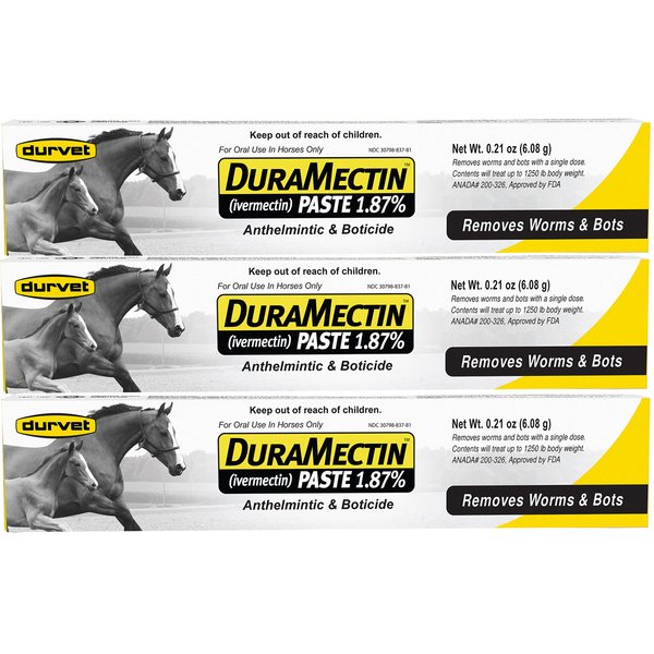 Durvet Duramectin Equine Wormer Paste - 3 Tubes