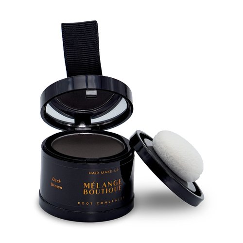 MELANGE BOUTIQUE Hairline Powder Instant Formula (Dark brown) Root Touchup Hair Loss Powder for Gray Root Line, Root Concealer for Thinning & Bald Spots