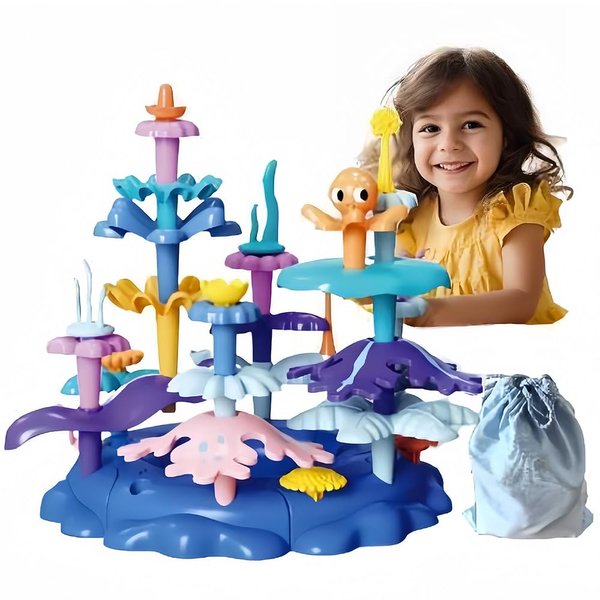 PSDVAYI Ocean Underwater World Coral Toy, Ocean Blocks, Coral Garden Building, Kids Birthday Gift, STEM Toy for Toddler Activities Ages 3 4 5 6(38PCS)