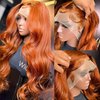 Suresen Ginger Lace Front Wigs Human Hair 180% Density 13x4 HD Transparent Lace Front Wigs Pre Plucked Body Wave Ginger Wig Human Hair Glueless Real Hair Wigs for Women 100% Virgin Human Hair