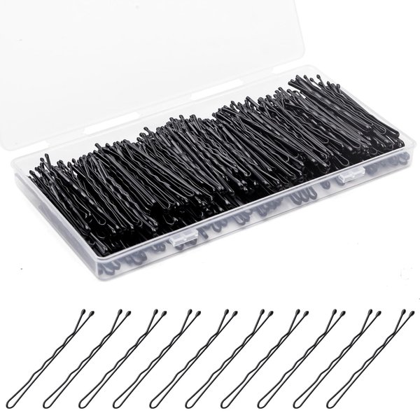 Fosvrde 300 PCS Bobby Pins, Bobby Pins for Women Girls, Bobby Pins Black Invisible Wave, Reusable Non Slip Hair Pins, Bulk With Storage Box(2.0In)