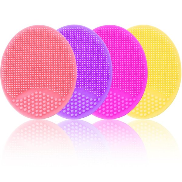 Face Scrubber, Facial Exfoliator, Face Scrub Brush, Soft Face Brush, Silicone Facial Cleansing Brush, Face Exfoliator Blackhead Acne Pore Cradle Cap Face Wash Brush for Deep Cleaning Skin 4 Pack