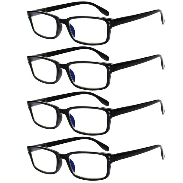 Kerecsen 4 Pack Reading Glasses for Women/Men Spring Hinges Readers Glasses Lightweight Eyeglasses (4 Pack Black, 3.50)