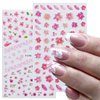 Flower Nail Art Stickers Decals 4 Sheets White Cherry Blossoms Nail Art Supplies 3D Self-Adhesive Nail Decorations Accessories DIY Acrylic Nail Art Applique (Pink)