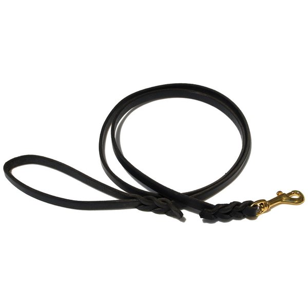 Ray Allen Mfg Signature K9 Braided Leather Leash, 5-Feet x 1/2-Inch, Black