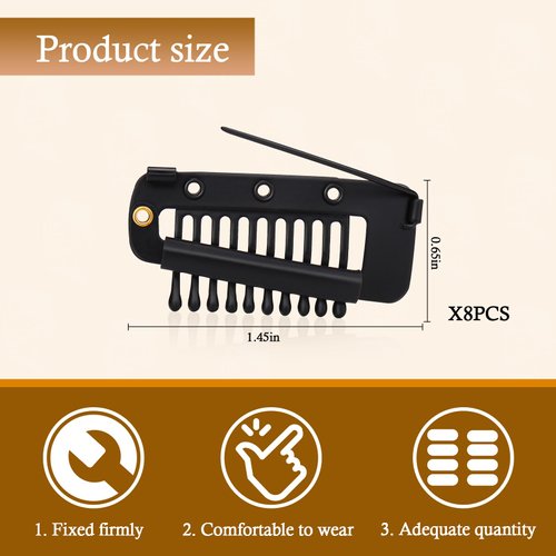 Vodolo Chunni Clips with Safety Pins,8 PCS Strong Chunni Grip Dupatta Setting Clips Indian for Woman Black