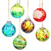 6pcs Hand-Blown Glass Ornaments Balls Glass Christmas Ball Ornaments Hanging Friendship Balls Glass Witches Balls Gazing Balls for Home Window Outdoor Garden Patio Décor