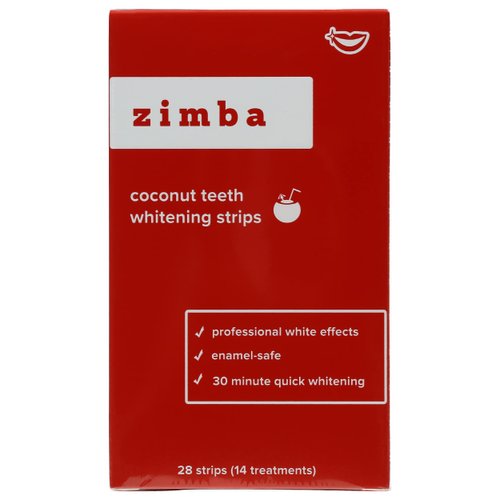 Zimba Coconut Teeth Whitening Strips, Chemical Free, Vegan, 28 Pieces (Pack of 1)