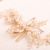 BERYUAN Women Gold Leaf Pearls Crystal Flowers Hair Comb Gold Leaf Flowers Wedding Head Piece Gold Bridal Hair Accessory for Wedding Women and Girls