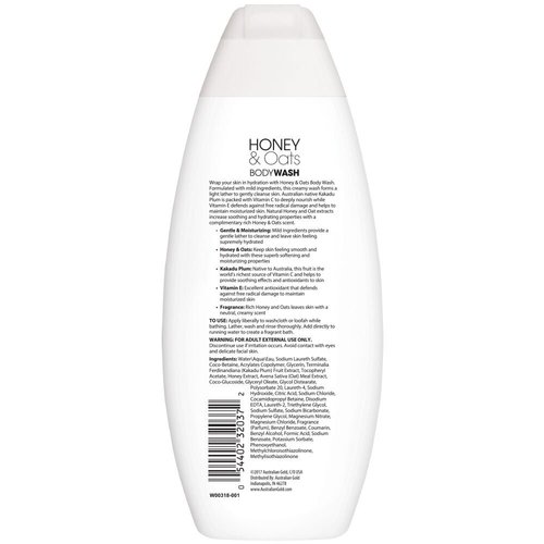 Australian Gold Honey & Oats Body Wash, 16.5 Ounce | Gentle & Moisturizing with Nutrient Rich Kakadu Plum & Vitamin E