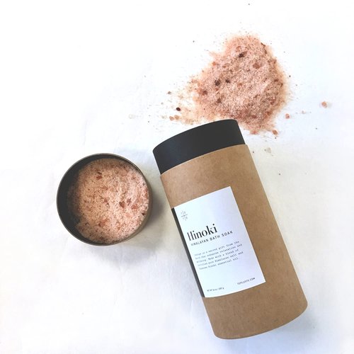 TE+TE Hinoki Himalayan Bath Soak 24 Oz Infused with Japanese Hinoki Essential Oil, Enhances Relaxation and Well-Being, Forest Bathing Experience, Soothing Aroma, Mineral Rich