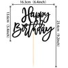 1 PCS Happy Birthday Cake Topper Glitter Happy Birthday Cake Pick for Celebrating Happy Birthday Anniversary Theme Party Cake Decorations Supplies Black