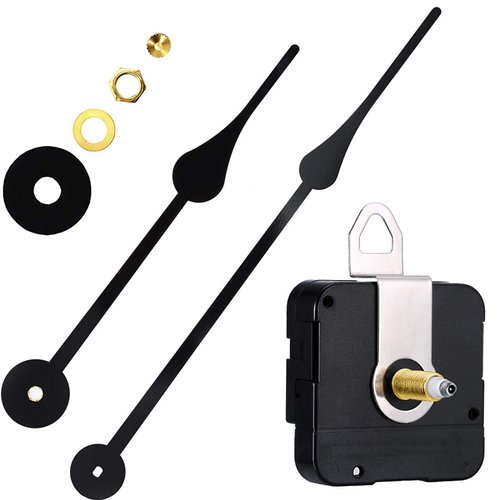 HILLHOME High Torque I Shaft Hands Quartz DIY Wall Clock Movement Mechanism with 9.1 Inch Long Spade Hand Battery Operated Repair Parts Replacement, 4/5 in Max Dial Thickness, 1-1/5 in Total Length