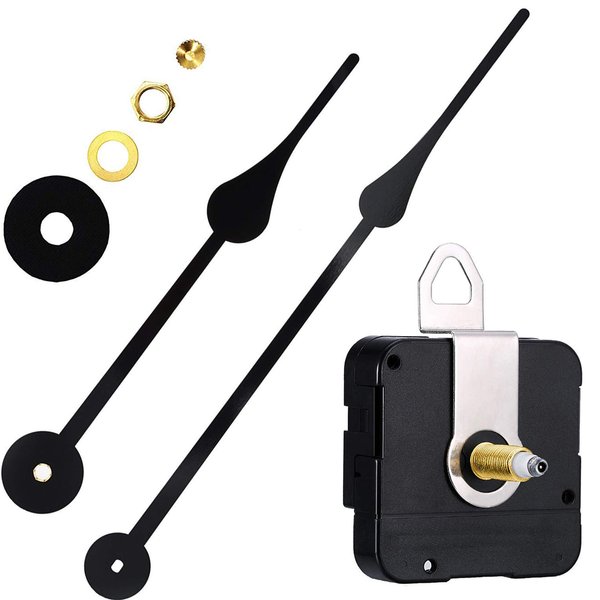 HILLHOME High Torque I Shaft Hands Quartz DIY Wall Clock Movement Mechanism with 9.1 Inch Long Spade Hand Battery Operated Repair Parts Replacement, 4/5 in Max Dial Thickness, 1-1/5 in Total Length