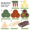 50-60 PCS Natural Rabbit Chew Toys, Bunny Toys, Guinea Pig Hamster Chew Toys, Rabbit Treats, Timothy Cookie, Apple Stick, Carrot Stick, Sweet Bamboo, Clean Teeth, for Chinchilla, Rat, Small Animals