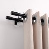 Goowin Curtain Rod Bracket, 3 pcs Double Curtain Rod Holder, Double Rod Brackets Hooks for Living Room Bedroom Curtain rods, Drapery Rods (Black)