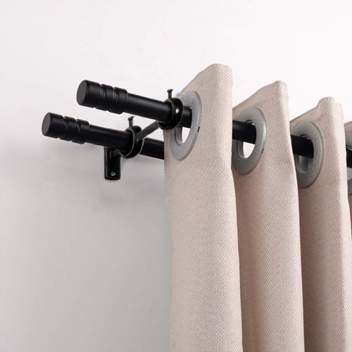 Goowin Curtain Rod Bracket, 3 pcs Double Curtain Rod Holder, Double Rod Brackets Hooks for Living Room Bedroom Curtain rods, Drapery Rods (Black)