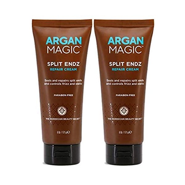Argan Magic Split Endz Repair Cream - Instantly Binds Frayed and Separated Ends While Preventing Future Breakage | Controls Frizz | Made in USA, Paraben Free, Cruelty Free (6 oz / 2 Pack)