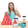 Gamie Stacking Cups Game with 18 Challenges and Water Timer, 24 Plastic Cups, Classic Family Game, Idea for Boys and Girls, Tons of Fun
