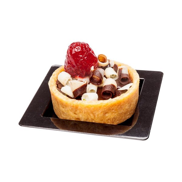 Restaurantware 2.8 x 2.8 Inch Mini Plastic Plates 100 Raised Edge Dessert Plates - Geometric Disposable Black Plastic Square Plates For Appetizers Desserts Or Samples